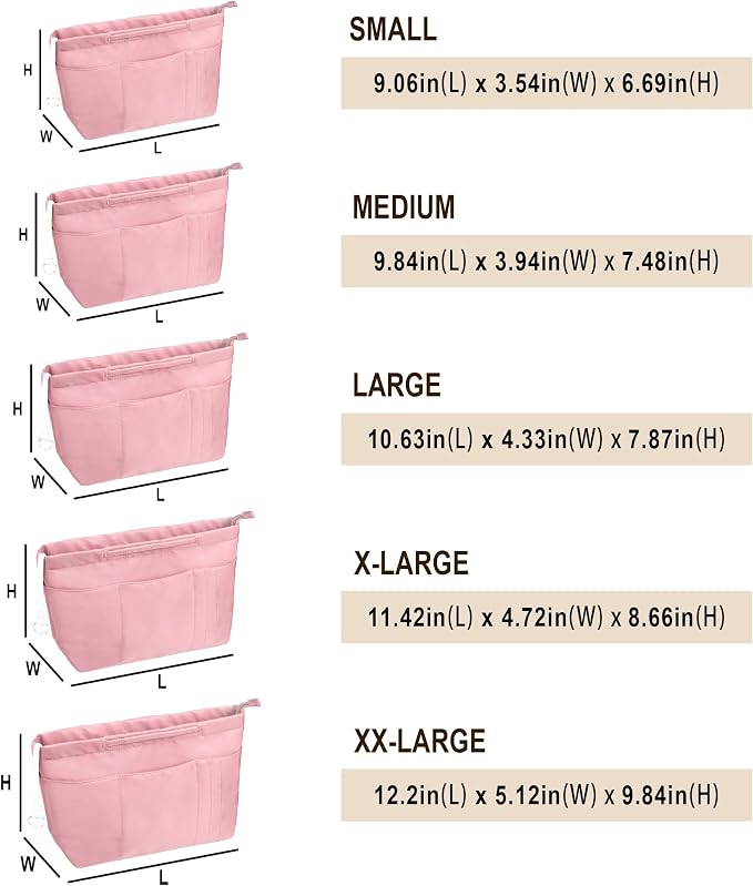 Vercord Purse Insert Organizers for Tote Handbag Bag in Bag with Zipper Liner Bag Organizer for Women 14 pockets