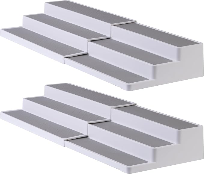SIMPLEMADE 3-Tier Spice Rack Organizer - Versatile Storage Shelf for Kitchen, Bathroom, Bedroom & Office, Set of 2, Expandable White