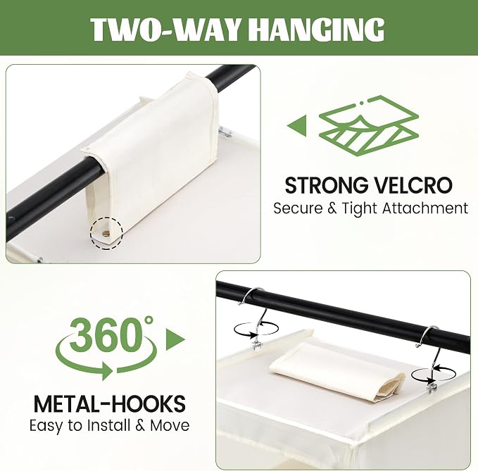 6-Shelf Weekly Clothes Organizer for Kids, Hanging Daily Closet Organization with 6 Side Pockets, Days of The Week Clothing Divider Storage for Boys and Girls (White)