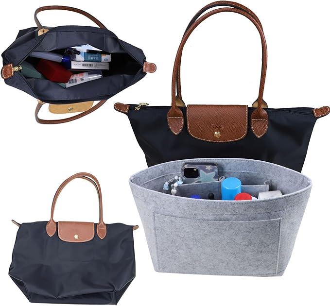 Lckaey bag Organizer Insert for longchamp le pliage organizer insert Handbags Organizer 1012French grey-S