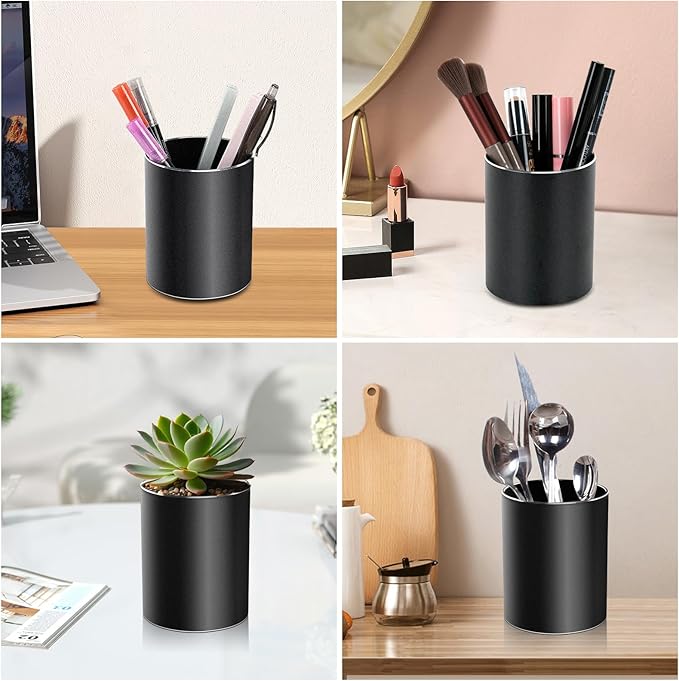 Christian Gifts,Metal Pen Holder Aluminum Pencil Holder for desk,Round Desktop Organizer and Black Pencil Cup for Office, School, Home and Stationary Supplies (Joshua 1:9)