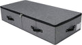 Under Bed Storage Bins with Lids, Closet Organizers, Foldable Under-bed Storage Baskets for Sheets, Clothes, Quilts, Sweaters, Wrapping Paper, 35x16.5x7inch, Black Gray, 1PCS
