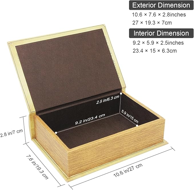 PACOLO Decorative Book Boxes, Faux Wood cover Storage for Hidden Jewelry, Money, and Cash (Aeroplane)