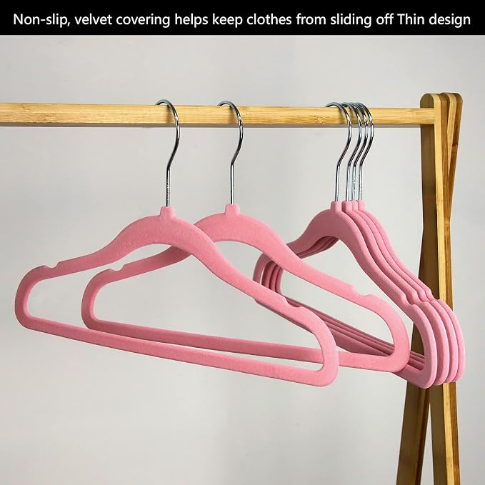 GoodtoU Kids Hangers Velvet Baby Hangers Non Slip Pink Toddler Infant Hanger 20 Pack Baby Clothes Hanger for Closet