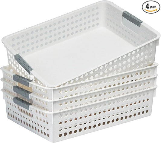 Soddeph A4 Paper Trays for Classroom with Grip Handles,Book Baskets for Library, Drawers, Office, Home,Desk,Turn in Trays Classroom Plastic Storage Baskets