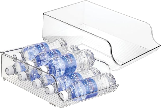 iDesign Plastic Water Bottle Organizer, Clear, 2-Pack | For Fridge, Bottle Holder, For Kitchen and Pantry