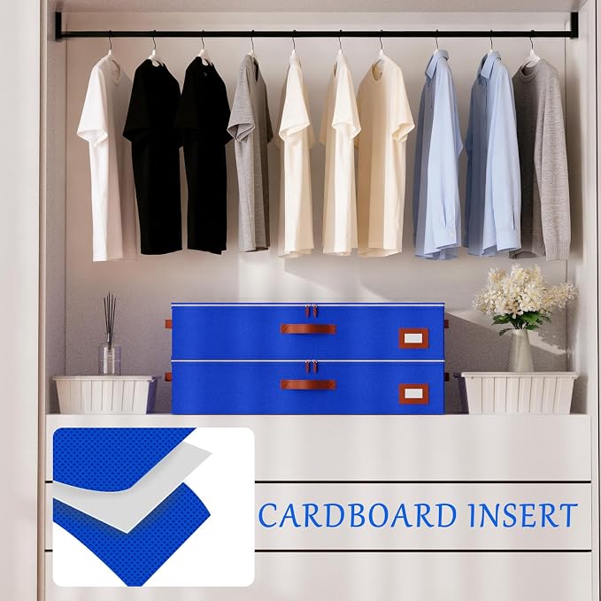homyfort Under Bed Shoe Storage Organizer, Underbed Shoes Storage Containers, set of 2, fits up to 32 Pairs of Shoes (Blue)
