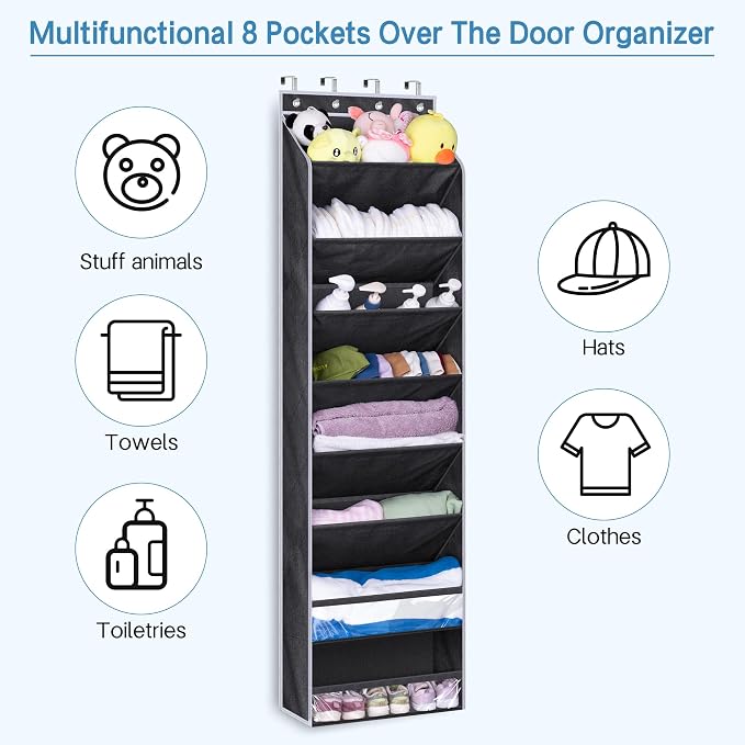 KEETDY Over the Door Shoe Rack for Door Fit 20 Pairs Sneakers Large Hanging Shoe Organizer for Closet Storage Boots, Black