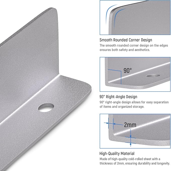 AA Products P-SH-Divider-16A Shelf Divider Shelf Accessories Designed for 16" Depth Van Shelving Storage, Set of 3 - Grey