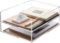 SANRUI Stackable Acrylic Desk Organizer, Paper Organizer for Desk, Letter Tray, Paper Sorter File Organizer for Office,Home or School, 2-Pack