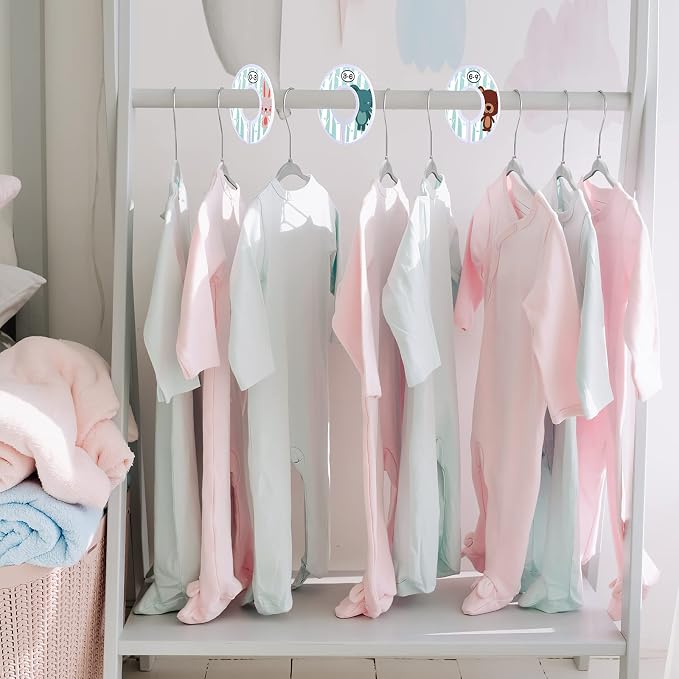 VIS'V Velvet Baby Hangers with 6 Pcs Size Dividers, 11 Inch, Gray, 50 Pcs | Compact Size, Non Slip, Infant Toddler Nursery Closet Organization