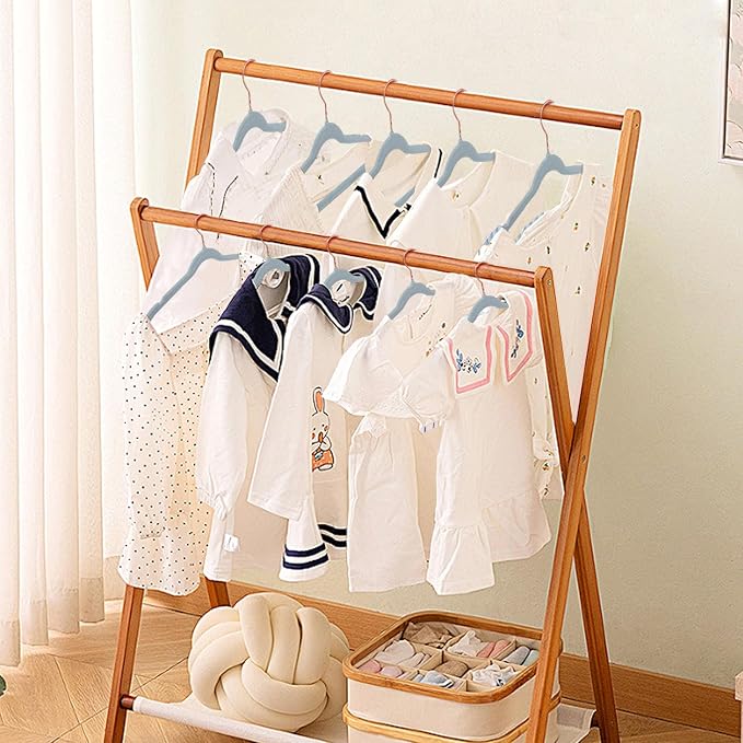 Baby Velvet Hangers Non-Slip Space Saving Swivel Hook 52 Pack Blue