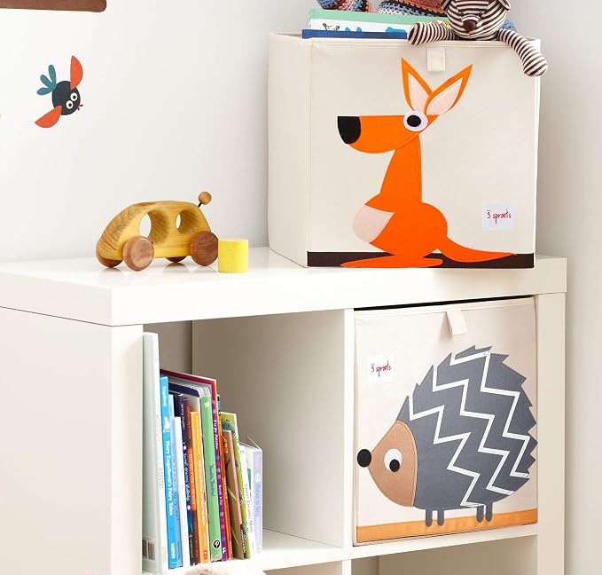 3 Sprouts Storage Cube - Kids Playroom Toy Box, Foldable Toy Storage Organizer, Baby Nursery Storage Bin, Toddler Toy Basket