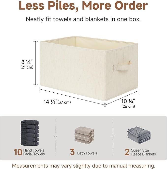 StorageWorks Storage Baskets for Shelves, Fabric Storage Bins, Closet Organization and Storage Basket, Organizer Bins for Clothes, Beige (NaturWeave Fabric), 3-Pack, Large