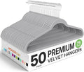 HOUSE DAY Premium Velvet Hangers 50 Pack Grey, Non-Slip Flocked Felt Hangers, Sturdy Clothes Hanger with 360° Rotatable Hook, Heavy Duty Durable Slim Coat Hanger for Closet Space Saving