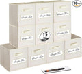 13x13x13 storage cube bins (Set of 10) Fabric storage cubes with 10 Labels Window Cards & a Pen, storage cubes 13x13, Collapsible 13 inch cube storage bins, Cubby Organizer Boxes, Beige