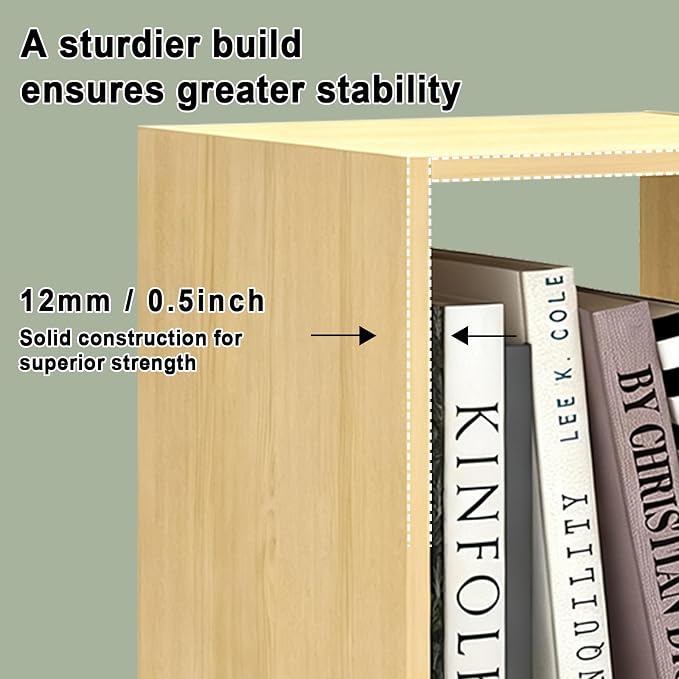 3 Cube Shelf with Anti-Tipping Kits + Reversible Open Back Bookcase, Multi Layer and Multi Grid Partition Layout (Oak 11in)