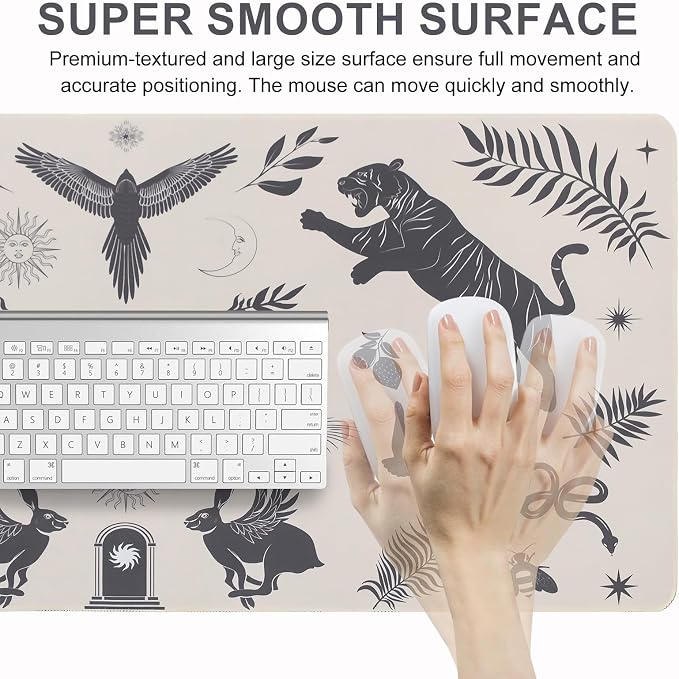 L-SPOUTTO Mystical Desk Mat for Keyboard and Mouse,XXL Gaming Mouse Pad | Boho 35.4x15.7in Non-Slip Rubber Base Keyboard Pad Large Desktop Mat for Laptop Computer Work Home Office