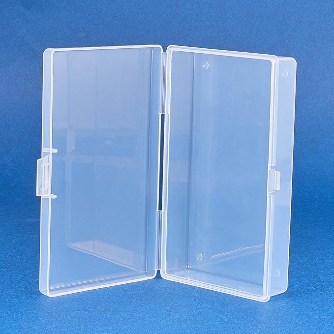 BENECREAT 6 Pack 5.2x3x1.18 Clear Plastic Box Clear Storage Case Collection Organizer Container with Hinged Lid for Organizing Small Parts Epoxy Resin Pendant Office Supplies