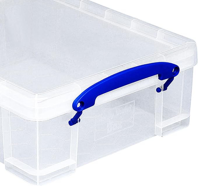 Really Useful Box Stackable 8.1L Plastic Storage Container Bin with Snap Lid & Built-in Clip Lock Handles for Home & Office Organization (10 Pack)