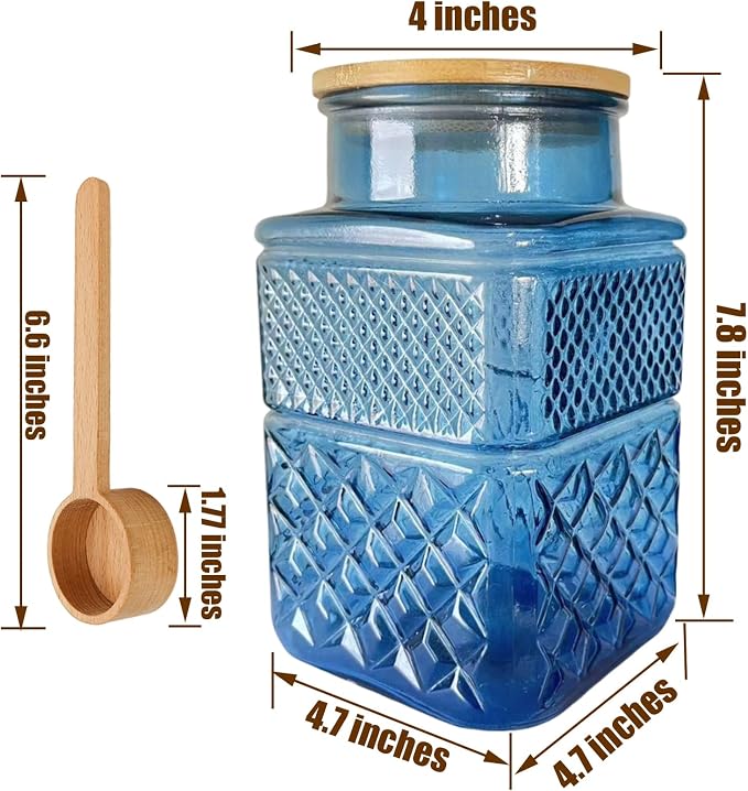 Coriario 60 OZ Vintage Glass Jar with Airtight Lid Wood Spoon Set of 2 Decorative Glass Storage Jars Canister Container for Food Candy Cookie Coffee Bean Tea Nuts Snack Dog Treat Vase
