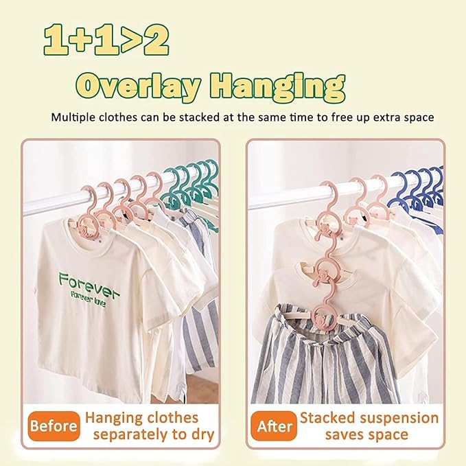 Baby Clothes Hangers 20 Pack, Plastic Kids Hangers Space Saving for Closet | Pink Hanger for Toddler Girl, Lightweight Anti-Slip Cascading Adjustable Children Infant Hangers, Ganchos para Ropa de Bebe