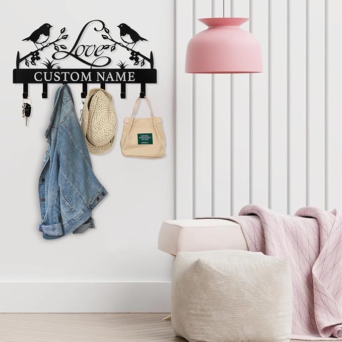 Dyoart Personalized Key Holder Wall Mount - Key Holder for Wall, Custom Name Key Rack, Metal Key Holder Hooks Organizer, Wedding Housewarming Gift, Key Hanger Decor for Entryway, Hallway, Bedroom
