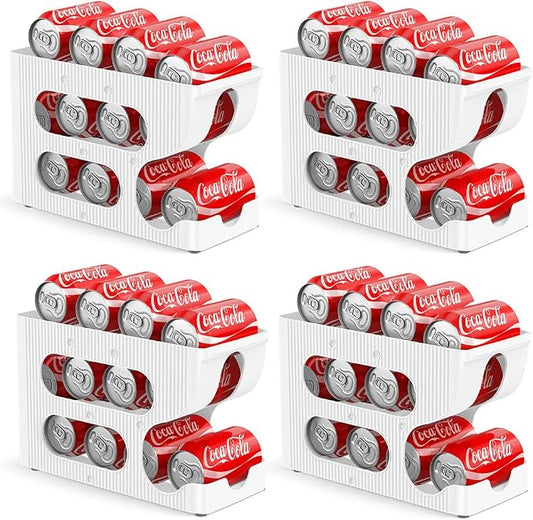 Sotfamily FIFO Soda Can Organizer for Pantry or Fridge, Holds 48 Cans | 4-Pack Automatic Rolling Drink Organizer for Fridge, Space-Saving Pop Can Dispenser/Holder/Storage/Container for Refrigerator