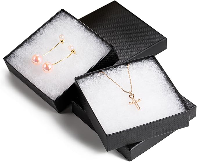 GEFTOL Jewelry Gift Boxes 20 Pack 3.5x3.5x1 Inch Cardboard Jewelry Boxes,Small Gift Boxes for Jewelry Earrings Necklaces Handmade Bangles Bracelets(Black)