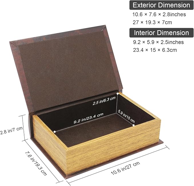 PACOLO Decorative Book Boxes, Faux Wood cover Storage for Hidden Jewelry, Money, and Cash (I am a cat)
