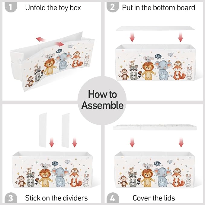Extra Large Collapsible Toy Box with Lids, Sturdy Storage Organizer for Kids, 38"x16"x13" Toy Chest for Playroom, Nursery, Bedroom, Living Room (Woodland Animals)