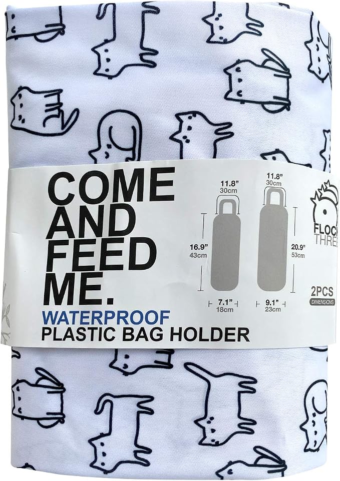 2pcs Waterproof Plastic Grocery Trash Bag Holder Shopping Carrier Holder Organizer Kitchen Storage Bag Dispenser Multiple Designs Sizes Cats