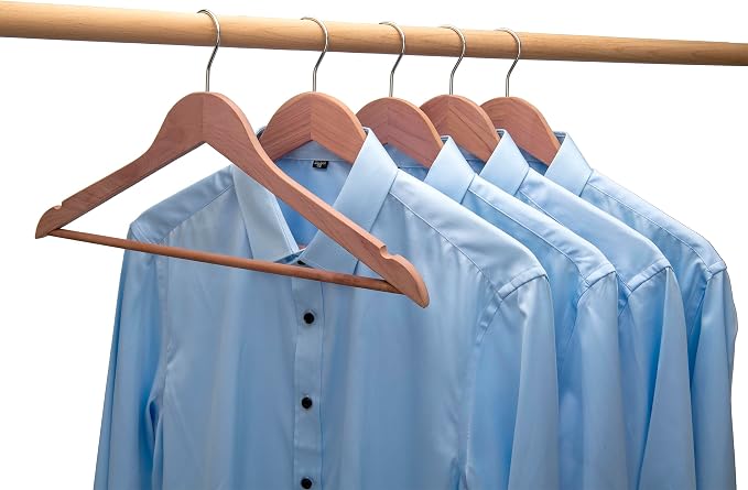 American Red Cedar Wooden Coat Suit Hangers 20 Pack, Wood Skirt Dress Hangers, Smooth Cut Notches- 360°Flexible Hook- Solid Non-Slip Bar-Natural - HL03N2