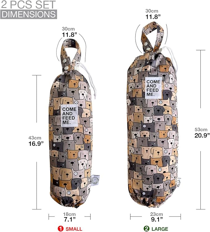 2pcs Waterproof Plastic Bag Holder Grocery Shopping Carrier Storage Kitchen Travel Camp Carrier Dispenser 2 Pack Pugs