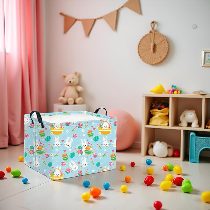 Rectangular Flower Easter Basket for Kids - Baby Storage Bin and Organizer, Shelf, Book Basket, Room Decor