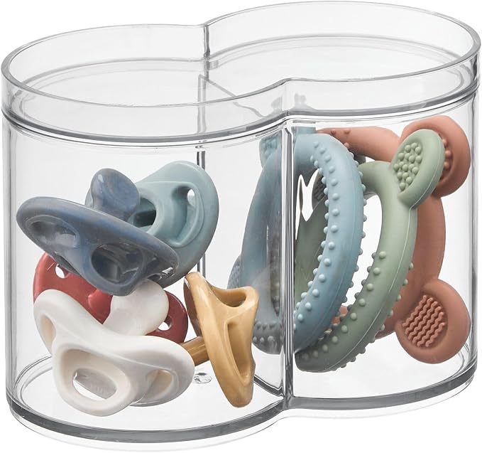 iDesign Round Plastic Canister Cosmetic Organizer with Top Tray Lid for Added Storage, The Clarity Collection – 6.12” x 3.62” x 4.35”, Clear