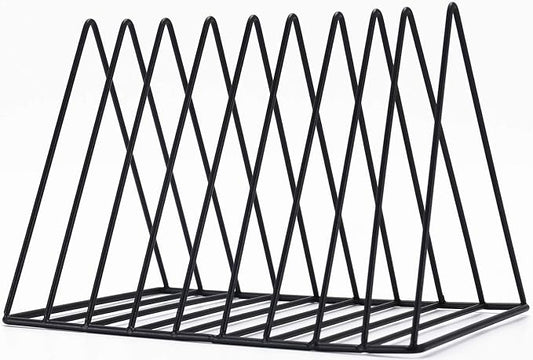 Sooyee 9 Slot Black Magazine Holder, Desktop File Sorter Organizer Triangle Bookshelf Decor for Home Office, Iron Wire, 10.2" L x 7" W x 6.9" H