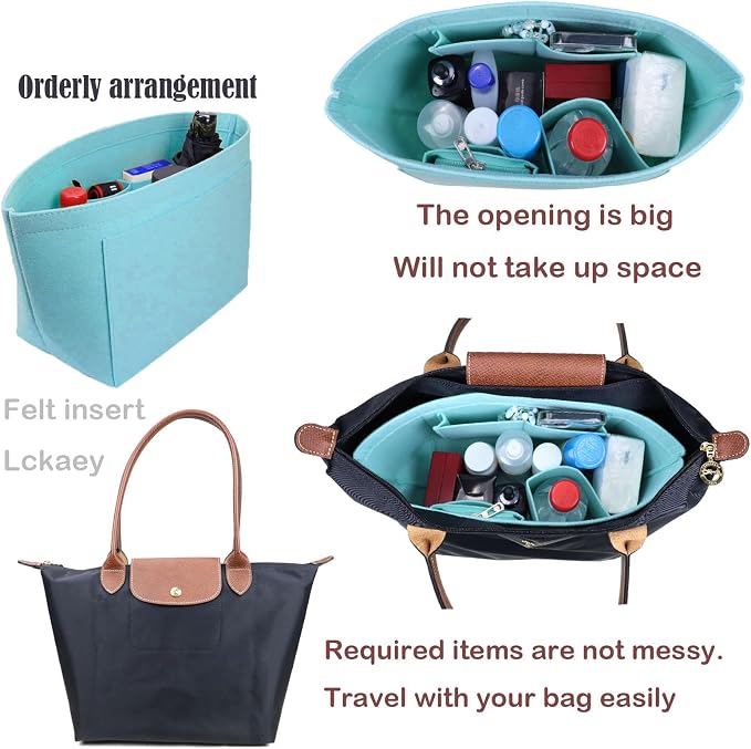 Lckaey bag Organizer Insert for Longchamp Le Pliage Neo(Large) Handbags Insert Organizer 1012hu blue-L