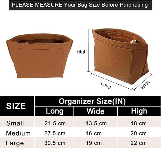 LOUKAYCCI Purse Organizer Insert for Le Pliage Small Handbags Insert Organizer (Brown, Small)