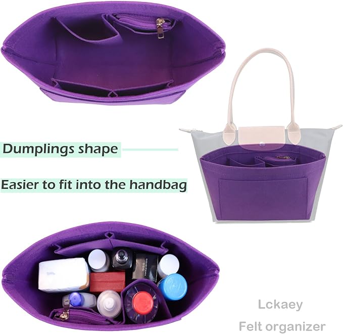 Lckaey Purse Organizer Insert for Longchamp Le Pliage Neo Handbags Insert Organizer 1012purple-S