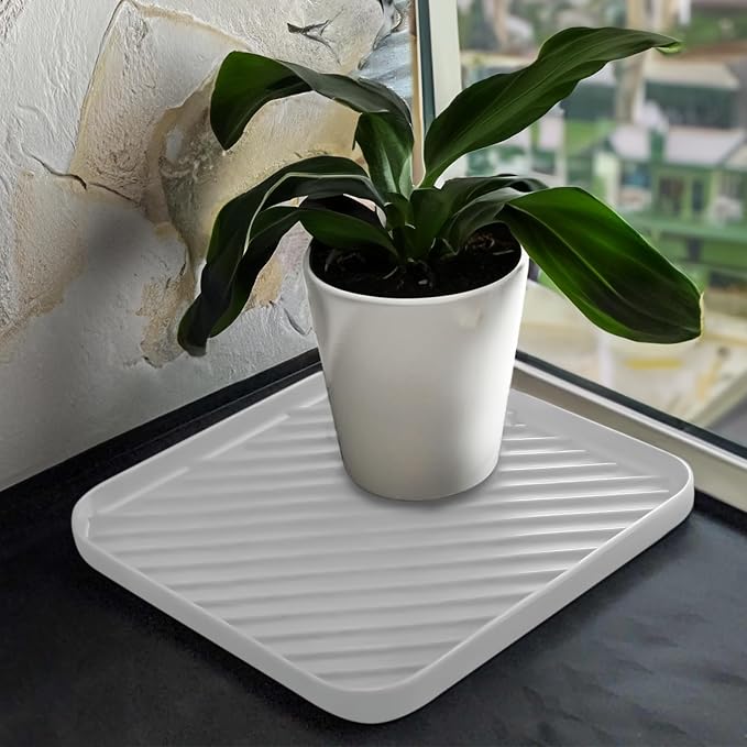 Silicone Organizer Tray for Kitchen Sink and Bathroom, Dishwasher Tray, Versatile Bathroom and Drawer Organizer Trays, Non-Slip Countertop (White)
