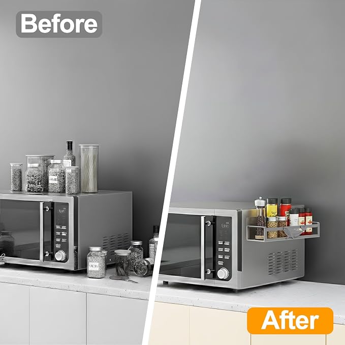 Magnetic Spice Rack for Refrigerator, 4 Pack Metal Magnetic Shelf Organizer for Fridge Side, Strong Spice Storage Rack for Kitchen, Gray