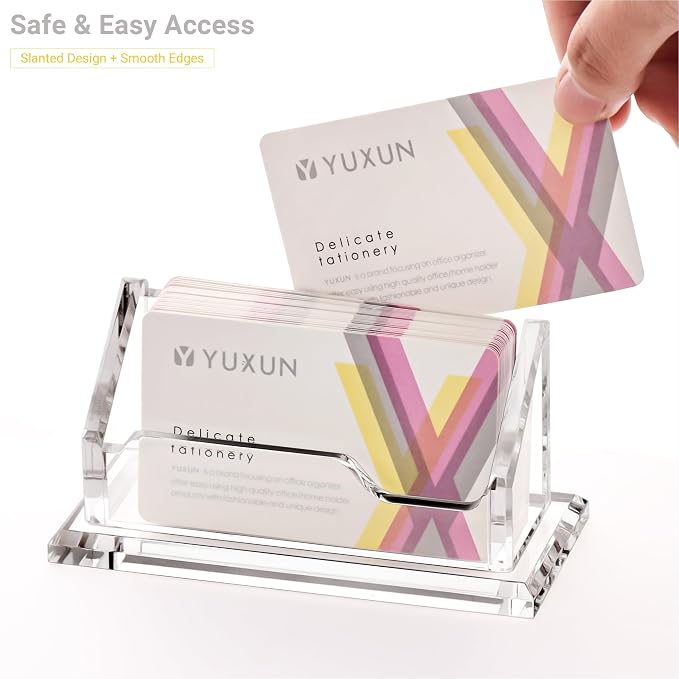 HEZONG Business Card Holder, Clear Acrylic Business Card Display Stand for Desk -1 Slot Horizontal Placement 1 Pack (1 slot-H)