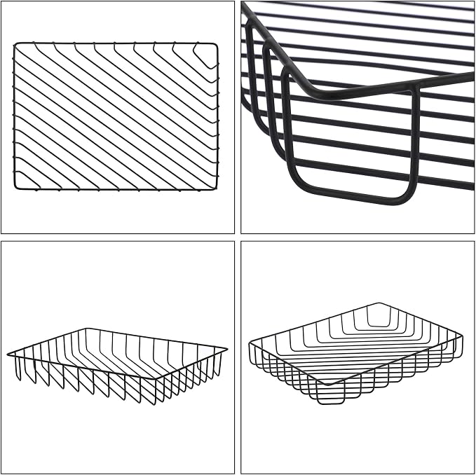 BTSKY Multipurpose A4 File Tray Wire Desk Organizer - Elegant Letter Size Documents Storage Basket for Office, Cosmetics, Bathroom (Black)