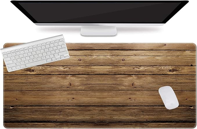 L-SPOUTTO Vintage Wood Desk Mat Gaming Mouse Pad Extended XXL 35.4x15.7in Large Mouse Pad Non-Slip Rubber Base Keyboard Pad Waterproof Desktop Mat for Laptop Computer Work Game Home Office-Wood Art