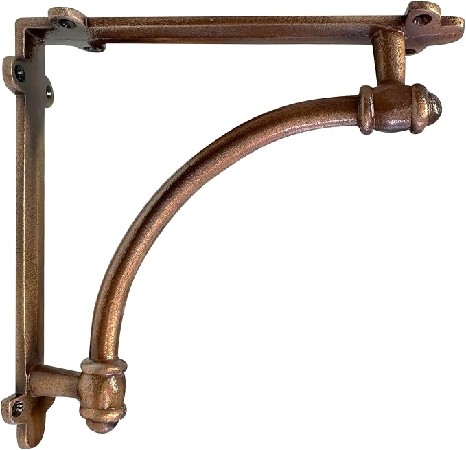 NACH Decorative Shelf Brackets, 2 Pack of 9.6 x 1.7 x 9.6 inch Copper Cast Iron Shelf Brackets - Decorative Brackets for Mounting - Industrial Style Brackets