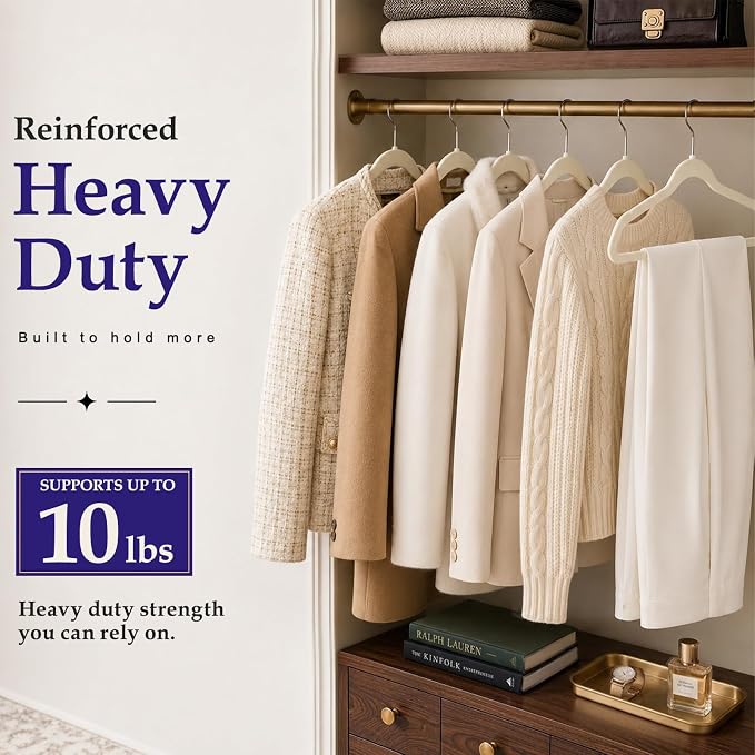 HOUSE DAY Ivory Velvet Hangers 60 Pack, Sturdy Non Slip Hanger Wrinkle-Free | Clothes Hangers with 360° Swivel Hook, Heavy Duty Slim Felt Hangers for Closet Space Saving, No Shoulder Bumps for Shirt-75g