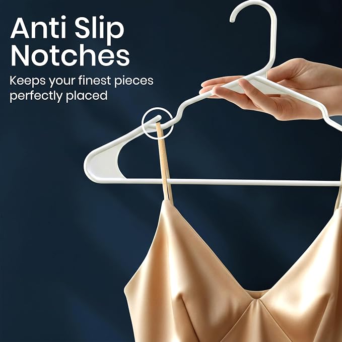 Utopia Home - Plastic Hangers 30 Pack - Space Saving Clothes Hanger - Durable and Strong Closet Organizers and Storage Makes It Ideal Stocking Stuffers or Apartment or Dorm Room Essentials (White)
