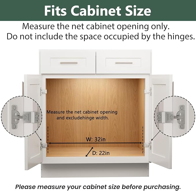 LOVMOR 2 Tier 31½"W x 21½"D, Individual Pull Organizer Kitchen Cabinet Storage Sliding Shelves