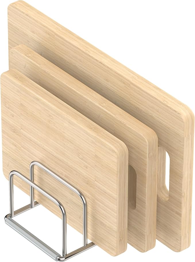 KORRTFID Cutting Board Organizer Stand Holder,304 Stainless Steel Chopping Board Holder,Pot Pan Lid Holder Rack kitchen Shelf Bakeware,Cookie Sheets Organizer (1.0 Inch Width Slots)